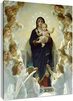 Amazon.com: LB Virgin Mary Framed Canvas Wall Art Christ